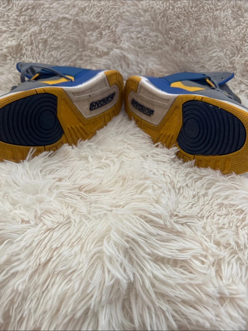 Jordan Flight 45 High Laney High-Top Sneakers in Gray, Blue & Yellow